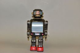 AN UNBOXED TINPLATE AND PLASTIC BATTERY OPERATED SPACE EXPLORER/RADAR ROBOT, not tested, possibly