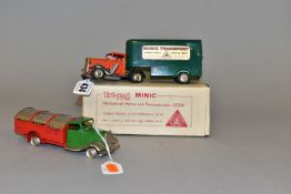 A BOXED TRI-ANG MINIC MECHANICAL HORSE AND PANTECHNICON, No.30M, red cab, green trailer with Minic