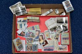 A BOX OF COLLECTABLE ITEMS AND A BOX OF CIGARETTE CARDS, comprising a boxed dolls nursery set (