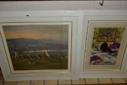 SIR ALFRED MUNNINGS (1878-1959) TWO OPEN EDITION PRINTS 'The Belvoir hounds exercising' and 'Black