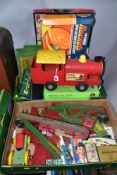 TWO BOXES AND LOOSE TOYS AND GAMES, to include a Triang Puff-Puff locomotive in red and yellow