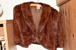 A DYED ERMINE FUR SHRUG, width approximately across top seam to seam 37cm (Condition report: appears