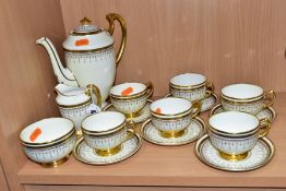 A COPELANDS GROSVENOR CHINA FIFTEEN PIECE CREAM AND GILT COFFEE SERVICE, pattern number 8369,