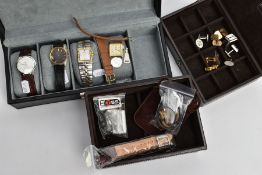 A COLLECTION OF FOUR ASSORTED WRIST WATCHES TO INCLUDE A RAYMOND WEIL, PULSAR, SEIKO AND A STRAGEN