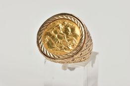 A MOUNTED FULL SOVEREIGN RING, early 20th century sovereign depicting Edward VII, dated 1909, within