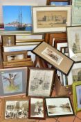 A QUANTITY OF PICTURES AND PRINTS ETC, to include topographical prints, amateur watercolours and