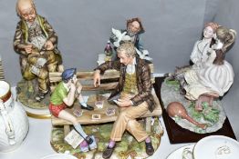CERAMICS, a set of four Italian Figurines, three are Capodimonte porcelain.