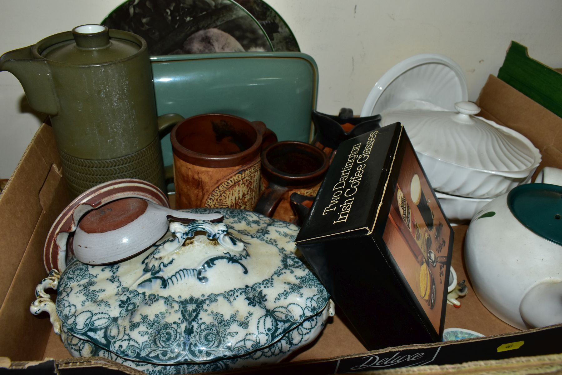 FOUR BOXES AND LOOSE CERAMICS AND GLASS WARES, to include a pair of boxed Derwent Crystal brandy - Image 7 of 10