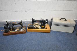 A VINTAGE SINGER SEWING MACHINE (missing case) and another sewing machine (2)