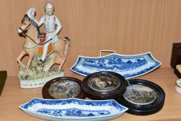 THREE STAFFORDSHIRE PRATT WARE POT LIDS, The Shrimpers no63, The Village Wedding no240 and The First