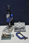 A DREMMEL 26150220JB DRILL STAND WORKSTATION, machine vice for pillar drill/hand clamp, a record no4