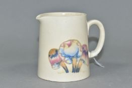 A WILLIAM MOORCROFT POTTERY JUG, Claremont pattern depicting mushrooms on a cream ground,