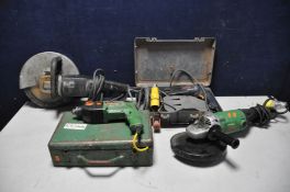 A PAIR OF GRINDERS AND PAIR OF DRILLS comprising of a Hitachi G23SC2 grinder, a Hitachi DV20T drill,