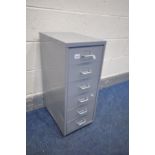 A METAL SIX DRAWER FILING CABINET, width 28cm x depth 42cm x height 69cm (condition:-dent to left