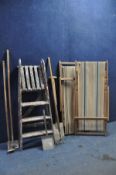 A COLLECTION OF VINTAGE GARDEN ITEMS to include two vintage deck/garden chairs with stripped