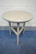 A WINSOR ARTISAN OAK CIRCULAR OCCASIONAL TABLE, with a grey oil finish, new and unused condition,
