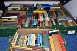 BOOKS, approximately one hundred and thirty titles in six boxes, subjects include educational