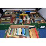 BOOKS, approximately one hundred and thirty titles in six boxes, subjects include educational