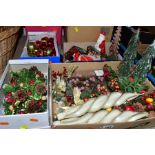 SIX BOXES OF CHRISTMAS DECORATIONS, to include sets of boxed LED and other lights, wreath style