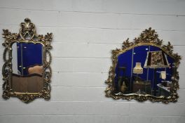 A LATE 20TH CENTURY GILT FRAMED ROCOCO WALL MIRROR, 117cm x 115cm (condition:-loose part and in