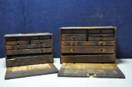TWO ENGINEERS TOOL CHESTS comprising of one mahogany eight draw chest (some damage to draws and