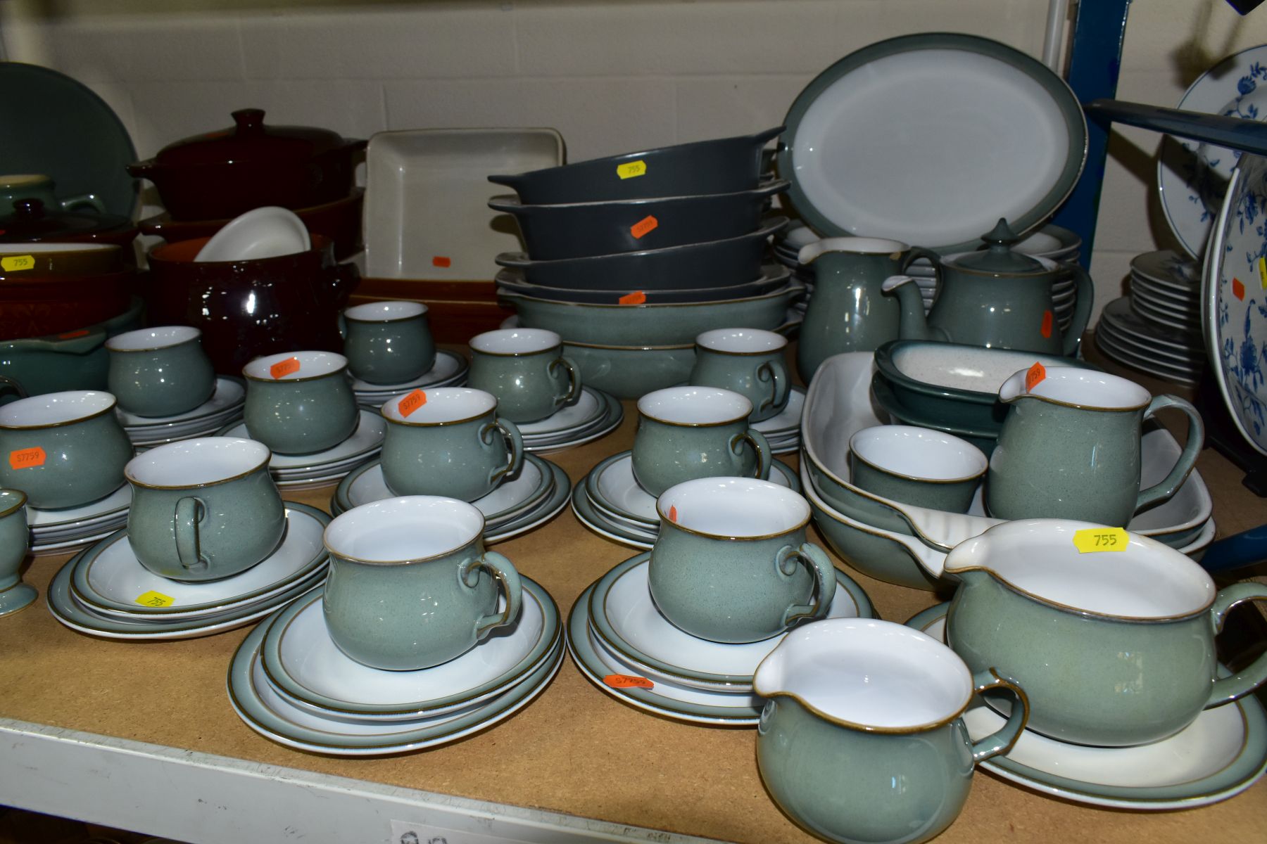 A SEVENTY FOUR PIECE DENBY REGENCY GREEN DINNER SERVICE WITH OTHER DENBY TABLE AND OVEN WARES ETC, - Image 2 of 11