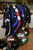 MOTORCYCLE CLOTHING AND HELMETS, to include a leather JTS one piece suit size 52, Proto leather