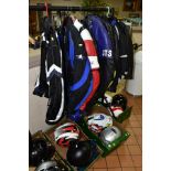 MOTORCYCLE CLOTHING AND HELMETS, to include a leather JTS one piece suit size 52, Proto leather