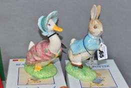 TWO BOXED BESWICK BEATRIX POTTER LARGE FIGURES, comprising Peter Rabbit with 100 years F. Warne & Co