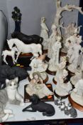 NINETEEN CERAMIC AND RESIN SCULPTURES ETC, to include Royal Doulton 'Black Beauty and Foal' and '