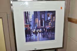 20TH CENTURY PAINTINGS AND PRINTS, TO INCLUDE A SIGNED DAVID FARREN PRINT 'RAIN ON 42ND STREET',