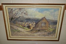 JOHN NEALE (BRITISH CONTEMPORY) AN IMPRESSIONIST VIEW OF A RURAL ENGLISH VILLAGE, signed bottom