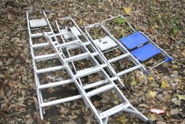 FIVE VARIOUS ALUMINIUM STEP LADDERS, the largest height 216cm