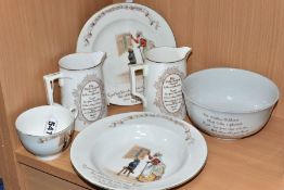 SIX PIECES OF ROYAL DOULTON NURSERY RHYMES 'A' SERIES WARE DESIGNED BY WILLIAM SAVAGE COOPER, Old