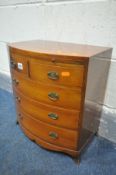 A REPRODUCTION GEORGIAN STYLE MINIATURE CHEST OF TWO OVER THREE LONG DRAWERS, with a brushing slide,