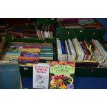 BOOKS, a large quantity in six boxes to include cookery, gardening, history, economics and fiction.
