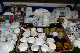 SIX BOXES OF ASSORTED TEA AND DINNER WARES ETC, to include plates, bowls, cups and saucers, egg