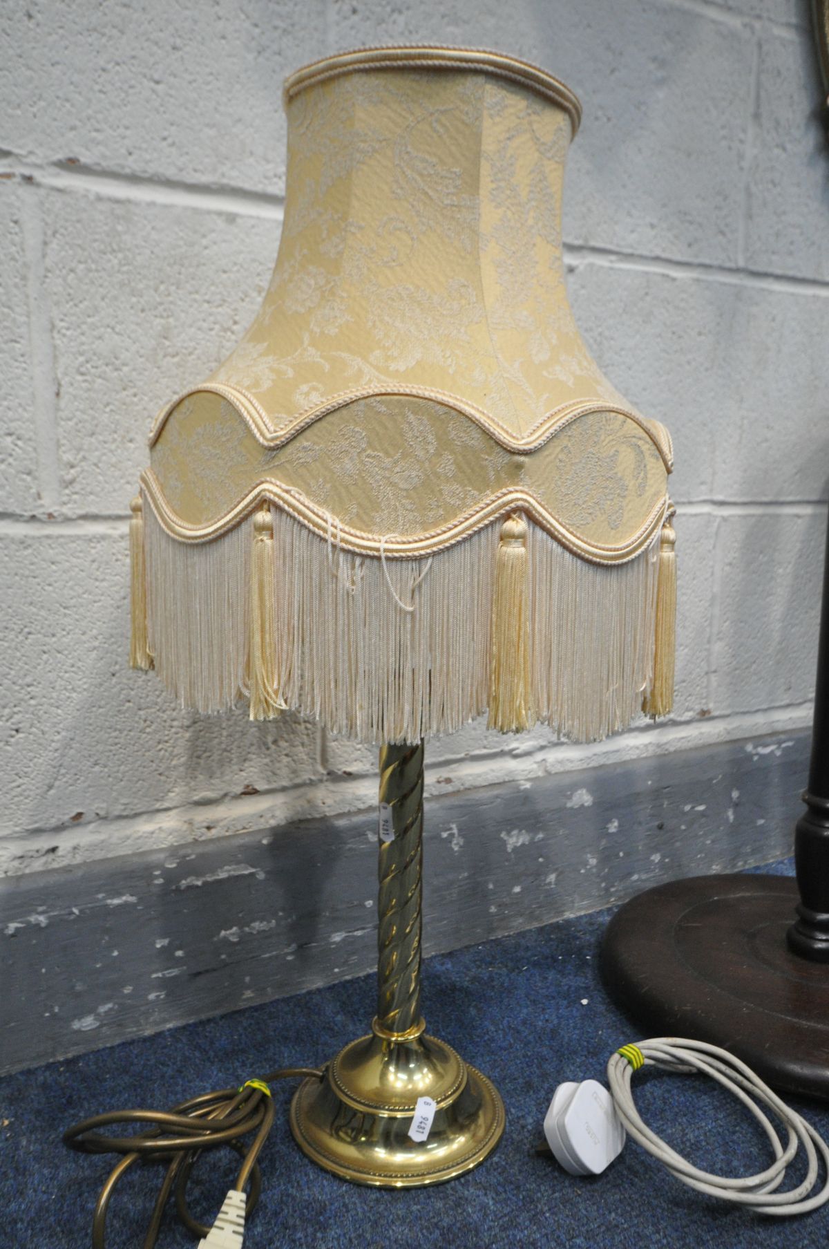 A TIFFANY STYLE FIGURAL STANDARD LAMP (condition:-broken at arm, see image) along with an ornate - Image 5 of 5