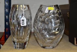 TWO CUT GLASS VASES, to include a 1950's/60s John Luxton Prism Eclipse vase, height 19.5cm and an