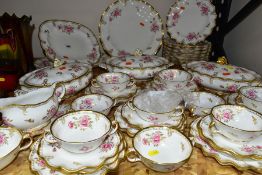 A FIFTY SIX PIECE ROYAL CROWN DERBY 'ROYAL PINXTON ROSES' A1155 DINNER SERVICE, to include three