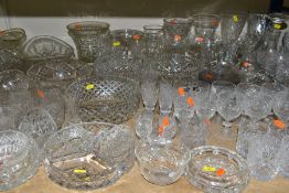 A QUANTITY OF CUT GLASS ETC, TO INCLUDE SETS OF STOURVALE CRYSTAL DRINKING GLASSES, including wine