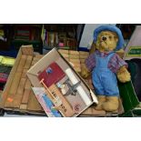 A QUANTITY OF VINTAGE WOODEN BUILDING BLOCKS, assorted shapes and sizes including ramps, bridges and