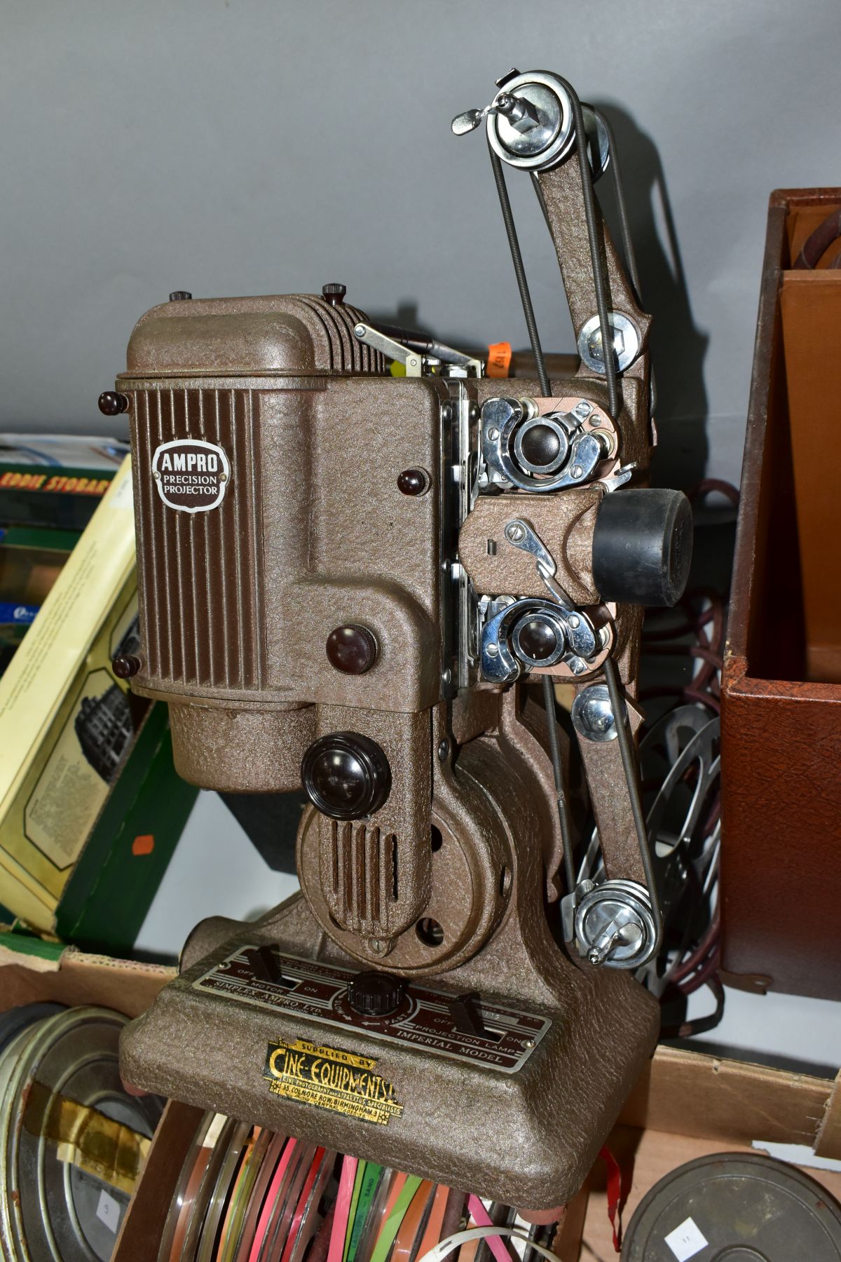 A SIMPLEX AMPRO PROJECTOR, WITH RUNBAKEN TRANSFORMER AND A BOX OF FILMS, comprising a cased - Image 6 of 10