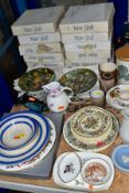A GROUP OF COLLECTORS PLATES AND OTHER CERAMIC WARES, to include twelve, boxed, wild flower themed
