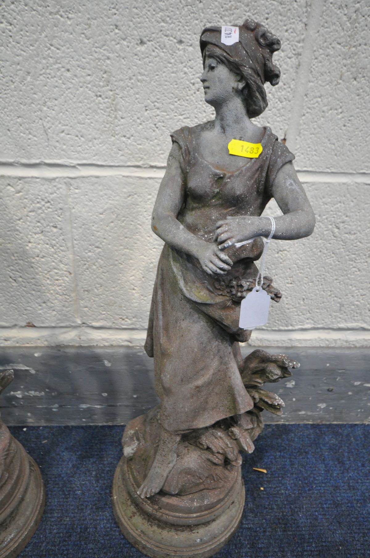 A PAIR OF MALE AND FEMALE SPELTER FIGURES, height 54cm - Image 3 of 4