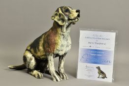 APRIL SHEPHERD (BRITISH CONTEMPORARY) 'PAYING ATTENTION', a limited edition sculpture of a dog 31/