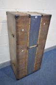 AN UPRIGHT COCKTAIL TRUNK, the exterior decorated with a vertical strip of beaten aluminium,