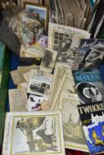 EPHEMERA, prints, a framed needlework, a framed condolence, letters, postcards, wine and whisky