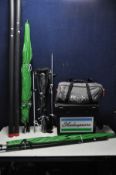 A COLLECTION OF FISHING EQUIPMENT to include six various Shakespear and Abu Garcia carp/pike rods