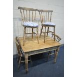 A VICTORIAN PINE KITCHEN TABLE, with a single drawer, length 107cm x depth 82cm x height 75cm and